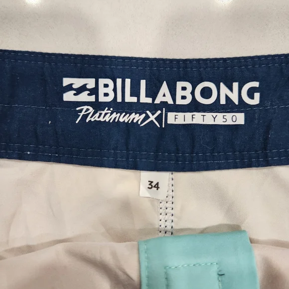 Billabong Platinum X Fifty 50 Boardshorts Size 34 Mens Trunks Surf Blue Orange - Picture 5 of 11